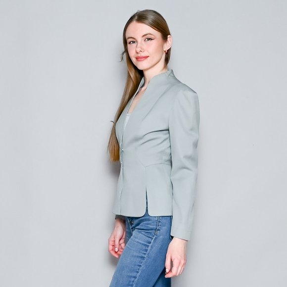 675. THIERRY MUGLER Vintage Seafoam Wool Structured Blazer XS 16"P2P - Picture 6 of 14